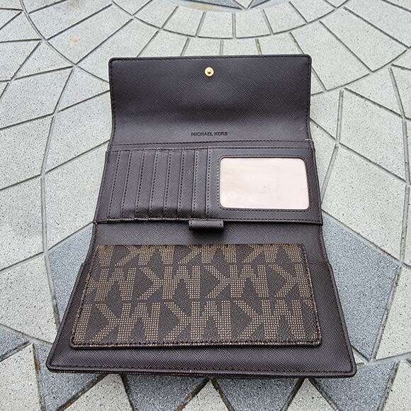 Michael Kors Jet Set Signature Checkbook Continental Wallet Vintage - Picture 7 of 13